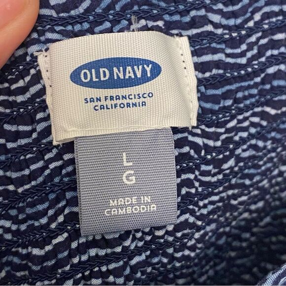 Old Navy blue wave Cami Midi slip Dress smocked back size L - Picture 12 of 12